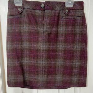 Eddie Bauer purple plaid wool blend Lined mini Skirt 6 Winter Work NWT classic